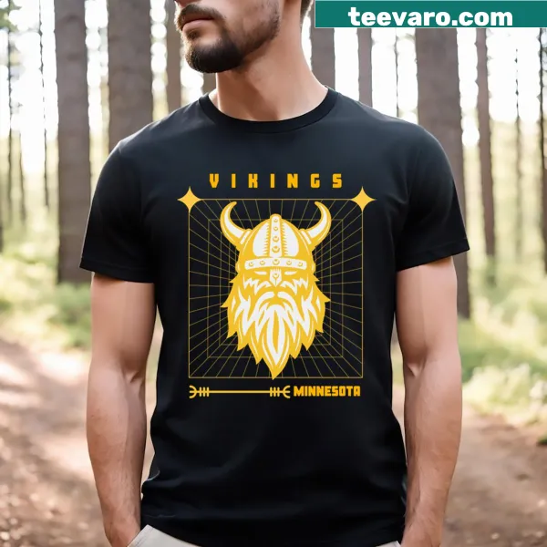 Artistic Minnesota Vikings T-shirt showcasing team spirit.