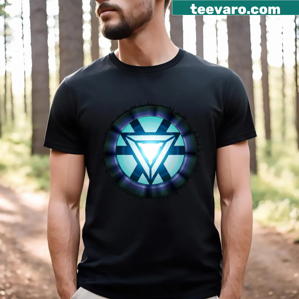 Typography T-shirt featuring the phrase 'Artificial Heart Essential' — on a men's t-shirt