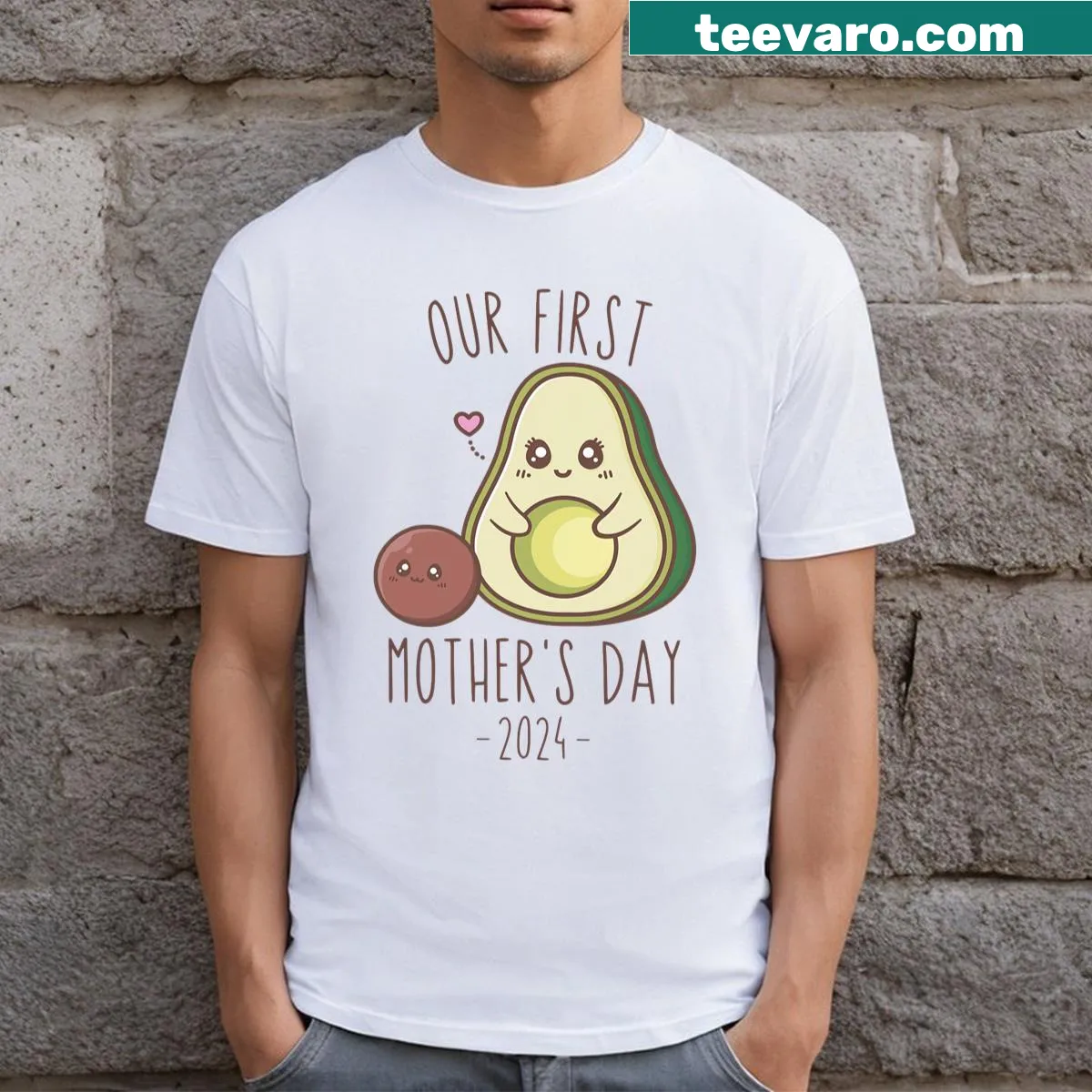 T-shirt with avocado graphic and text for first Mother's Day — on a men's t-shirt