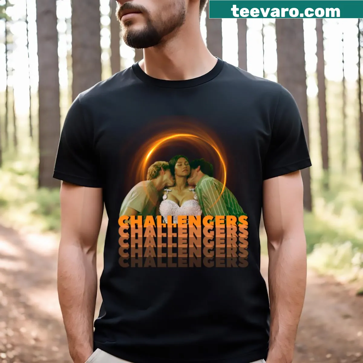 Artistic graphic inspired by the movie Challengers — on a men's t-shirt