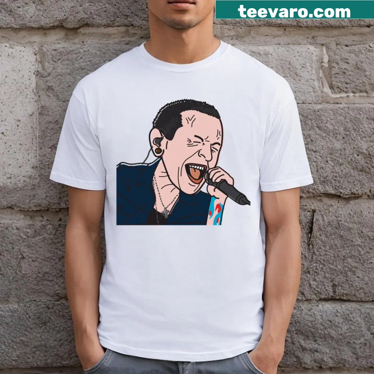 T-shirt featuring an imaginative Chester Portrait design — on a men's t-shirt