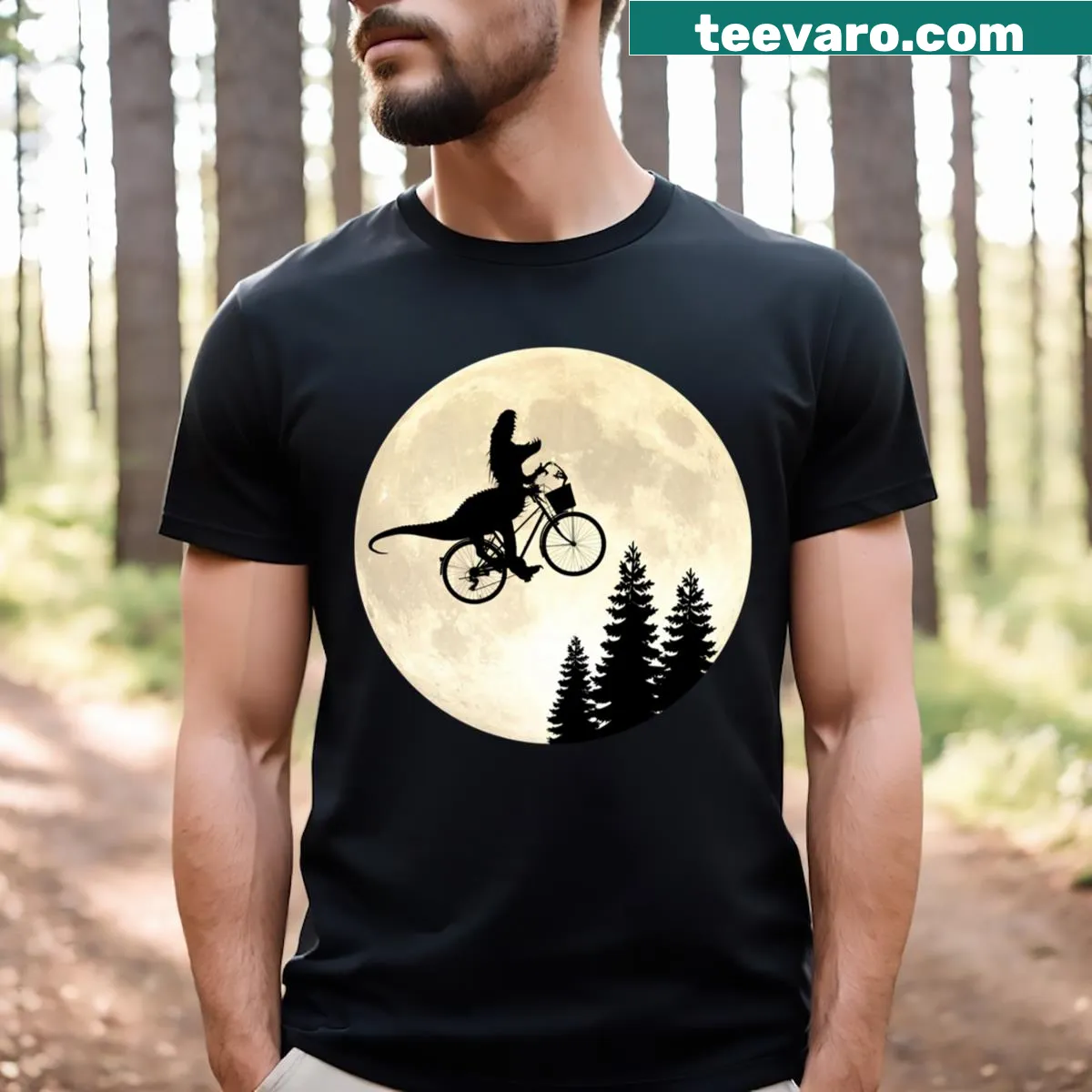Minimalist silhouette design inspired by close encounters with aliens — on a men's t-shirt