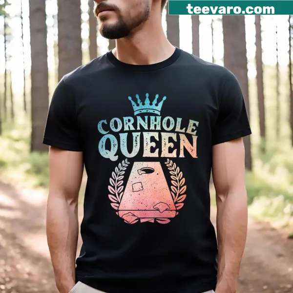 Cornhole Queen t-shirt for female players with fun graphic