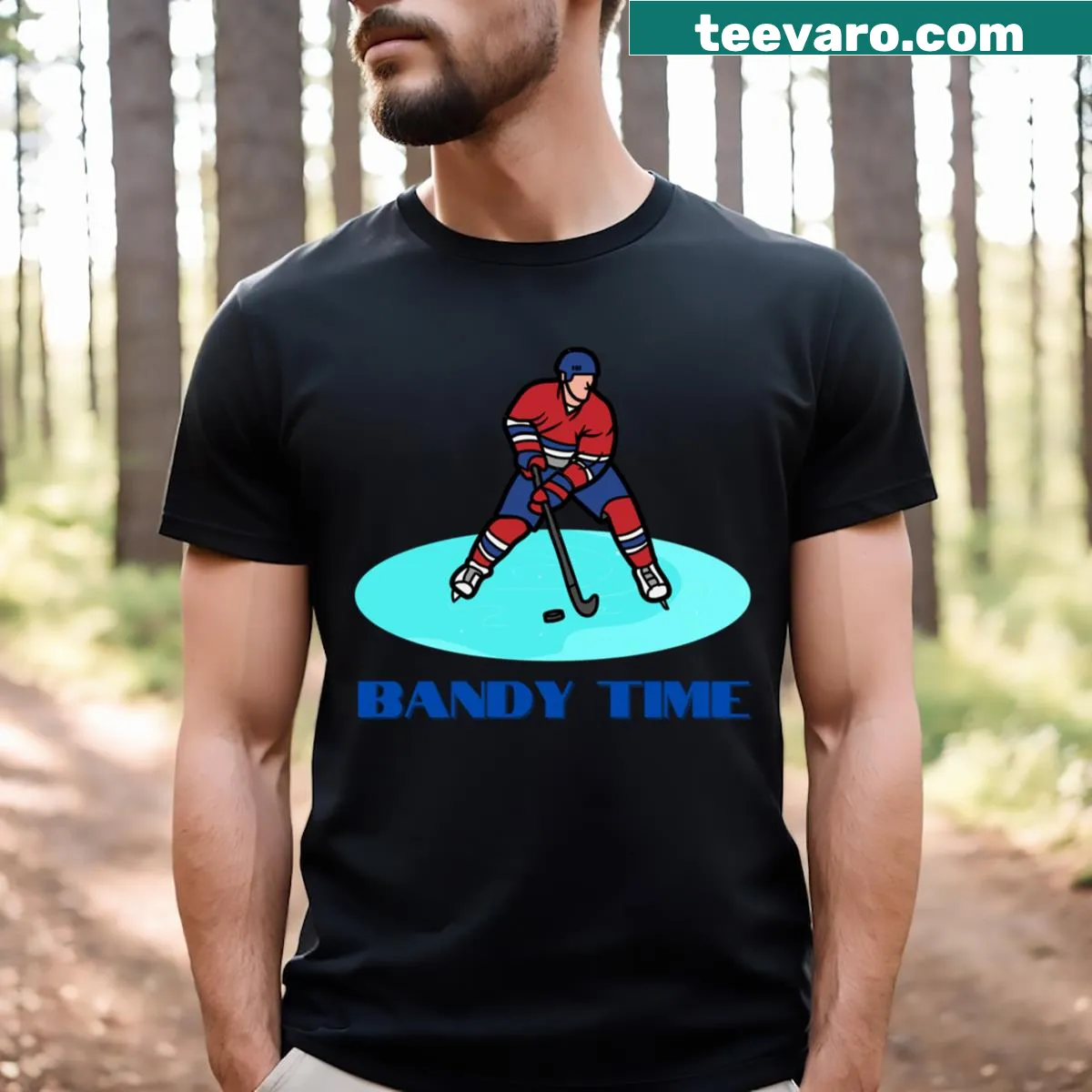 Bandy-themed t-shirt with cool sports graphic — on a men's t-shirt