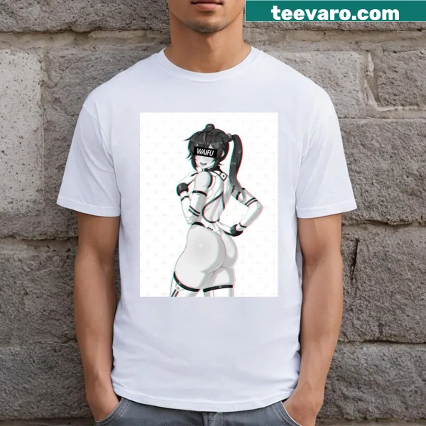 Anime girl design on a cute waifu material t-shirt
