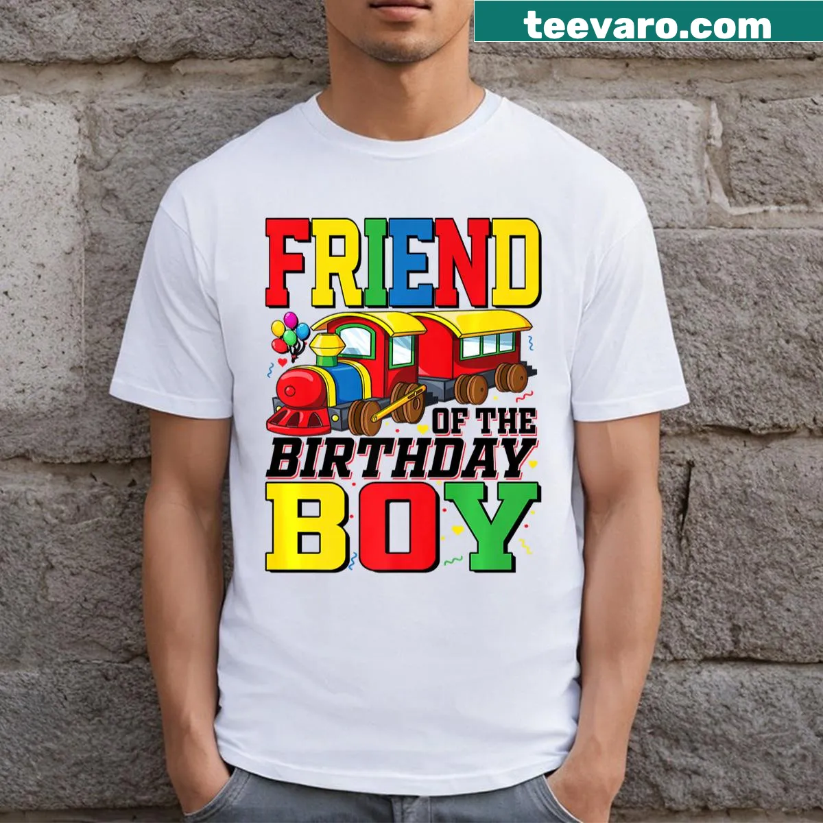 T-shirt for friends of the birthday boy with playful text — on a men's t-shirt