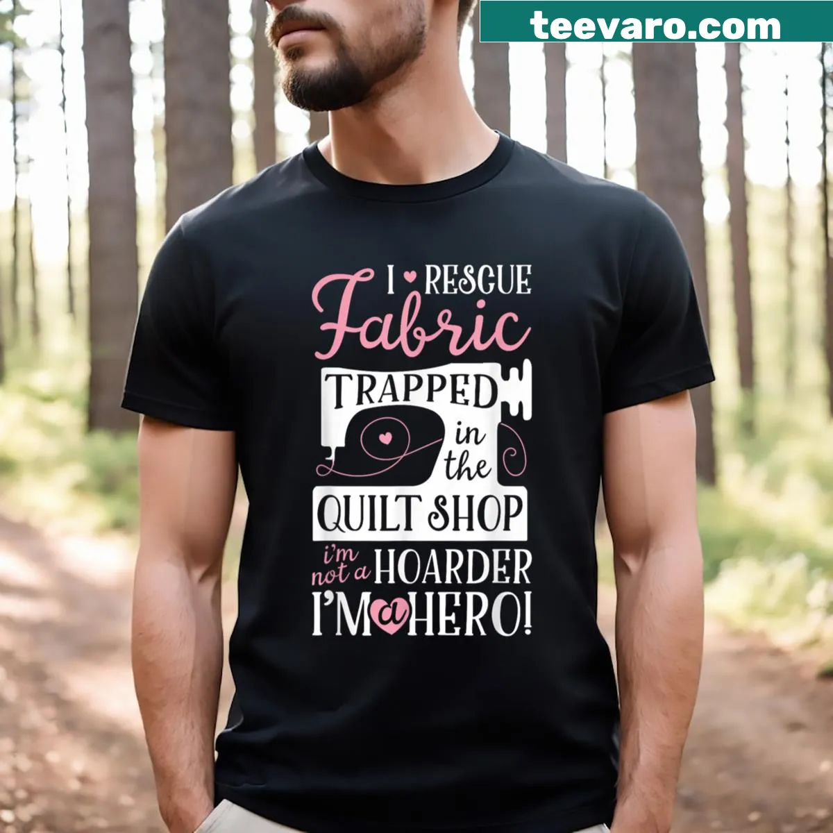 Funny quilting graphic T-shirt for sewing enthusiasts — on a men's t-shirt