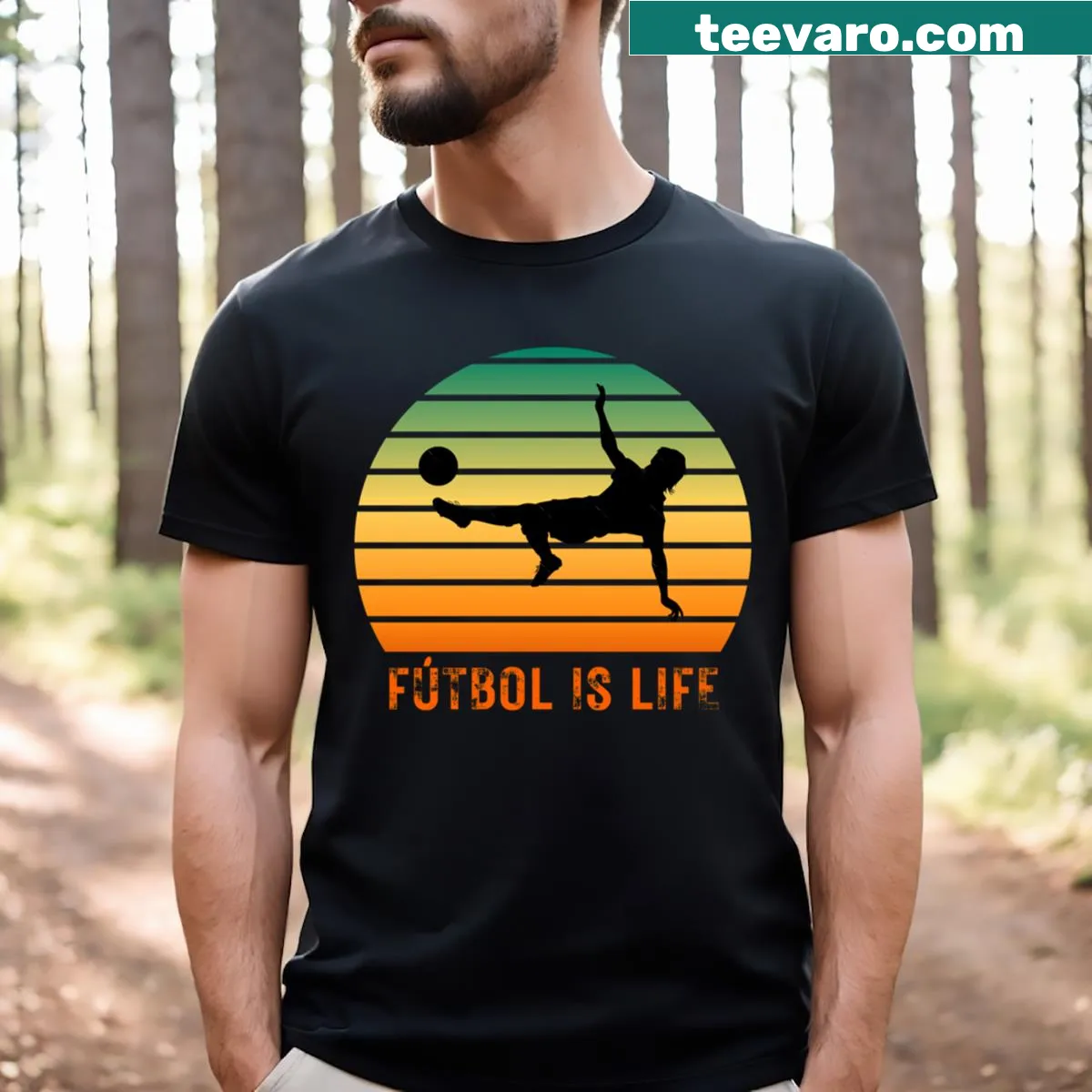 Vintage Futbol Is Life T-shirt for soccer fans — on a men's t-shirt