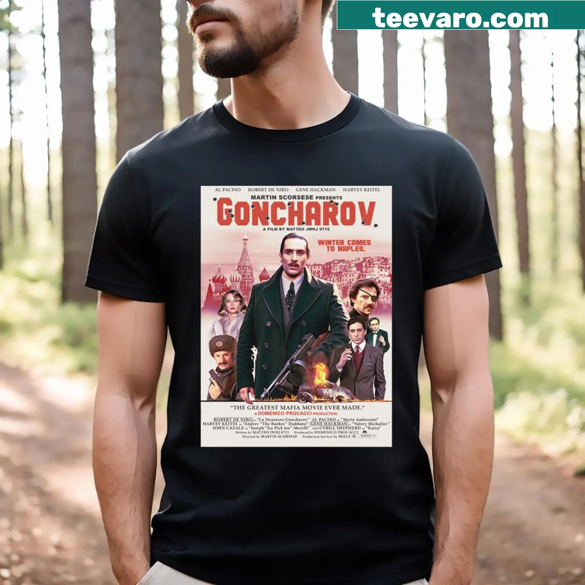 Movie poster inspired graphic T-shirt for Goncharov fans — on a men's t-shirt