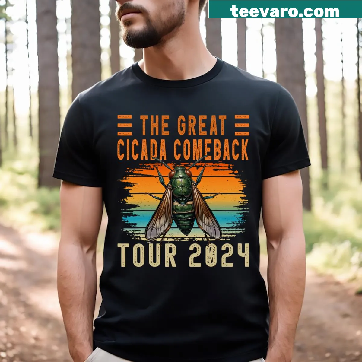 Fun cicada-themed t-shirt celebrating the Great Cicada Comeback Tour — on a men's t-shirt
