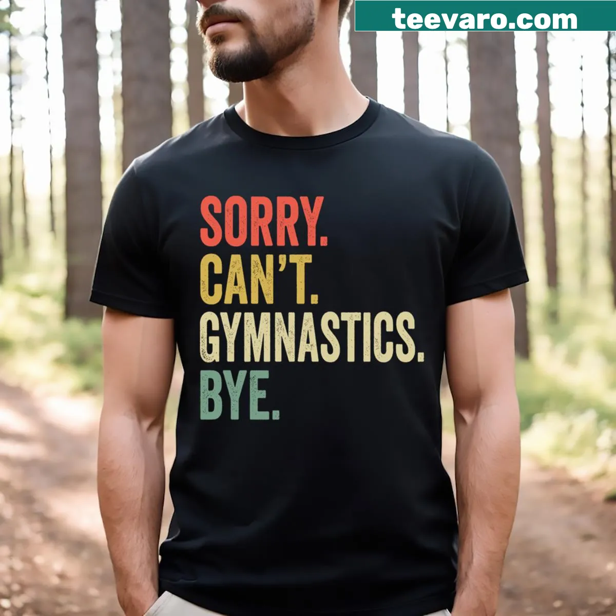 Funny gymnastics t-shirt with humorous text — on a men's t-shirt