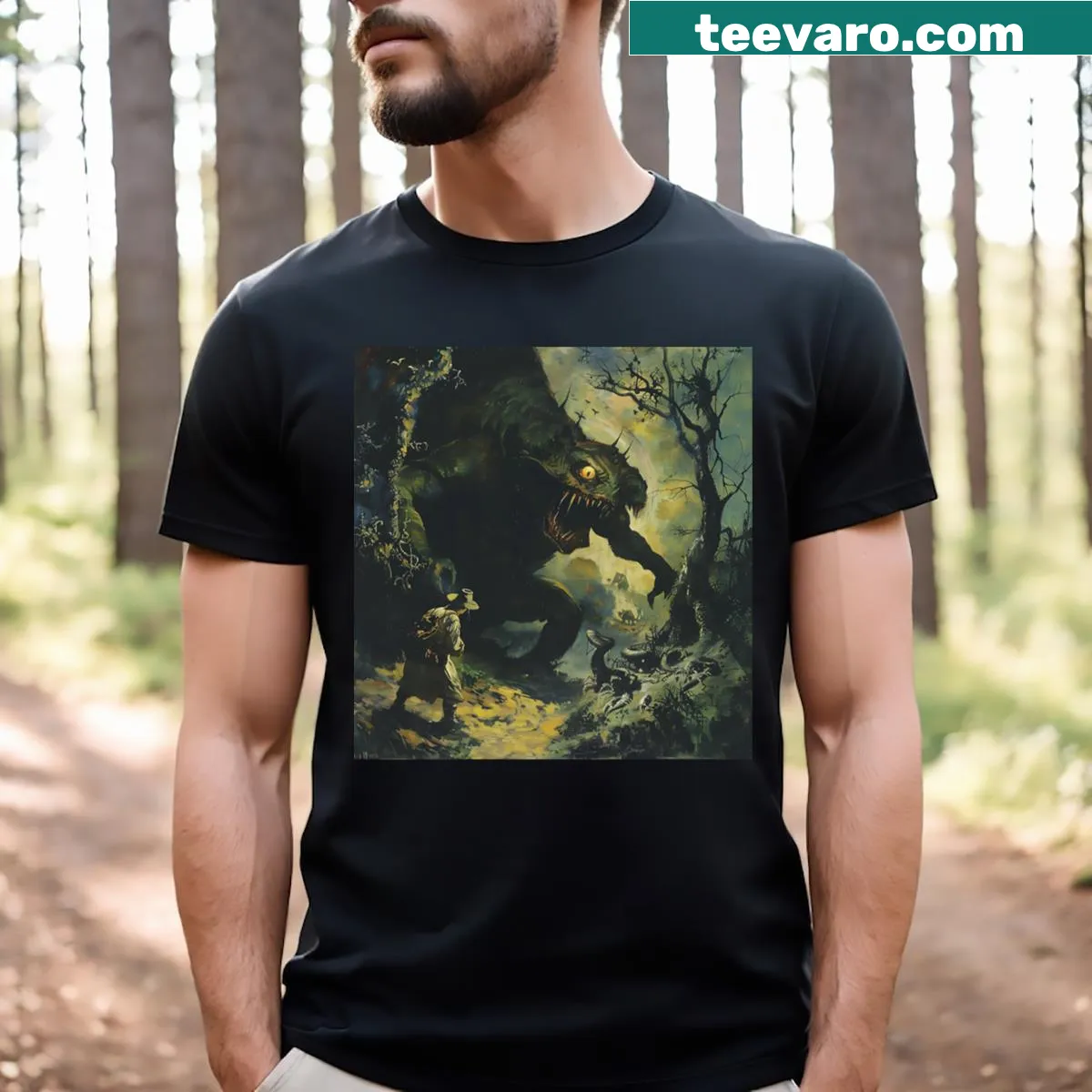 T-shirt featuring Horror Aesthetic Nightmare Realm graphic — on a men's t-shirt