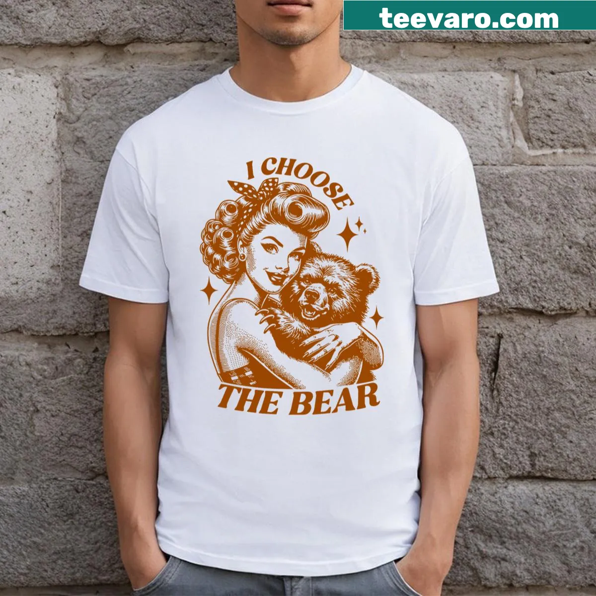 Inspirational graphic with the phrase 'I Choose The Bear' for girls — on a men's t-shirt
