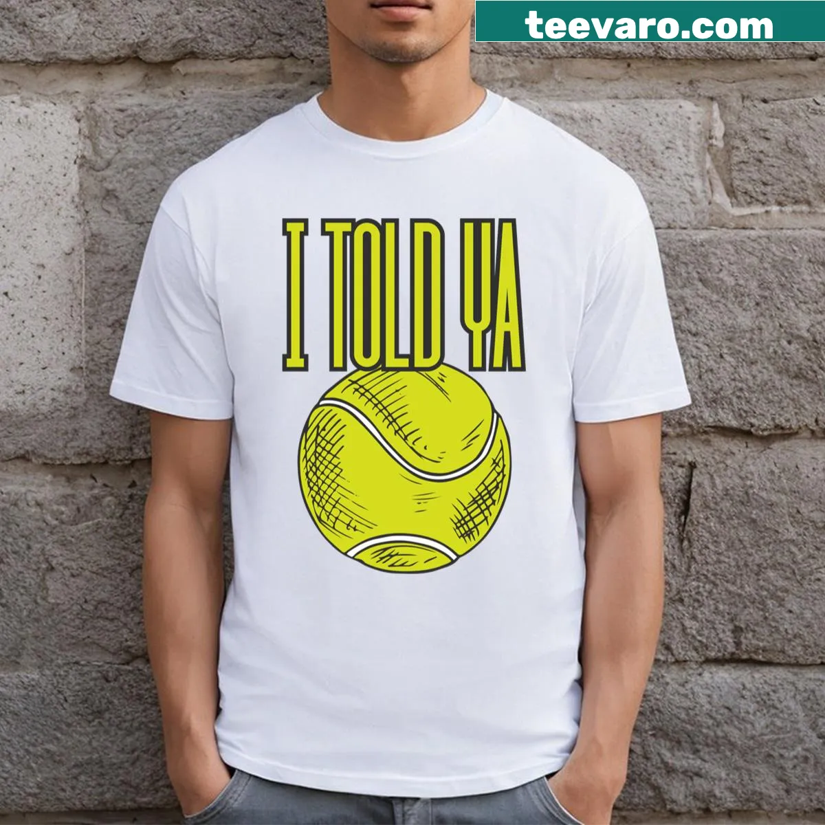 Text 'I Told Ya Challengers' on casual T-shirt — on a men's t-shirt