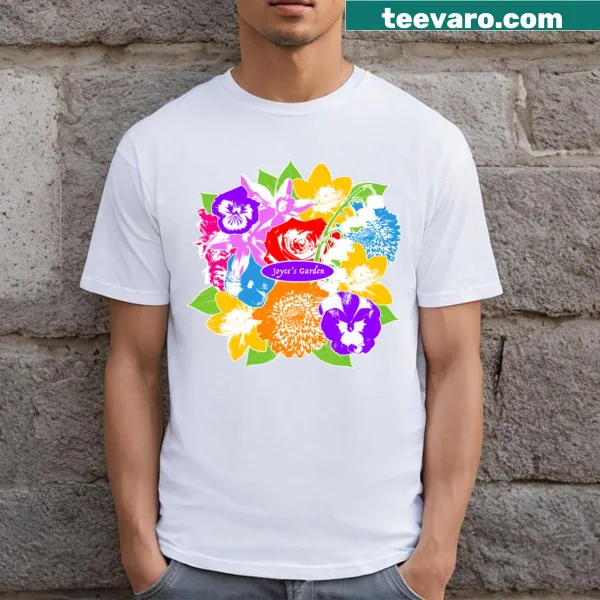 Joyce's Garden T-shirt with garden theme