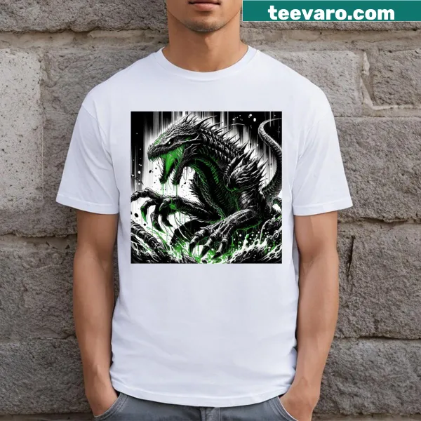 Illustration of a giant monster on a T-shirt.
