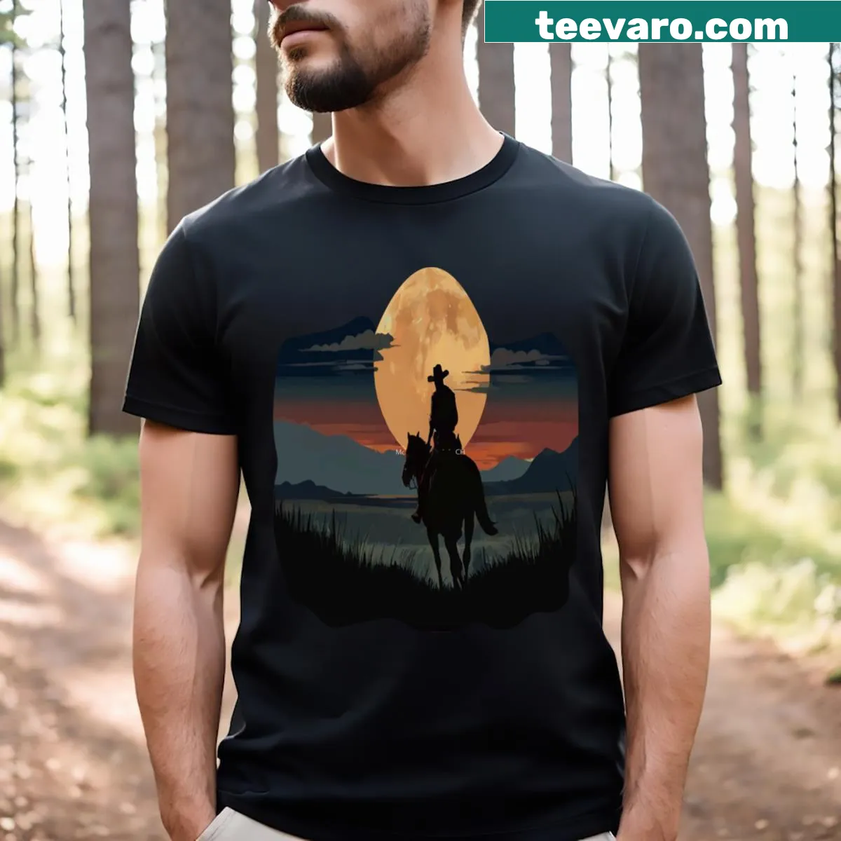 Funny T-shirt featuring a quote celebrating Kevin Costner and horses — on a men's t-shirt