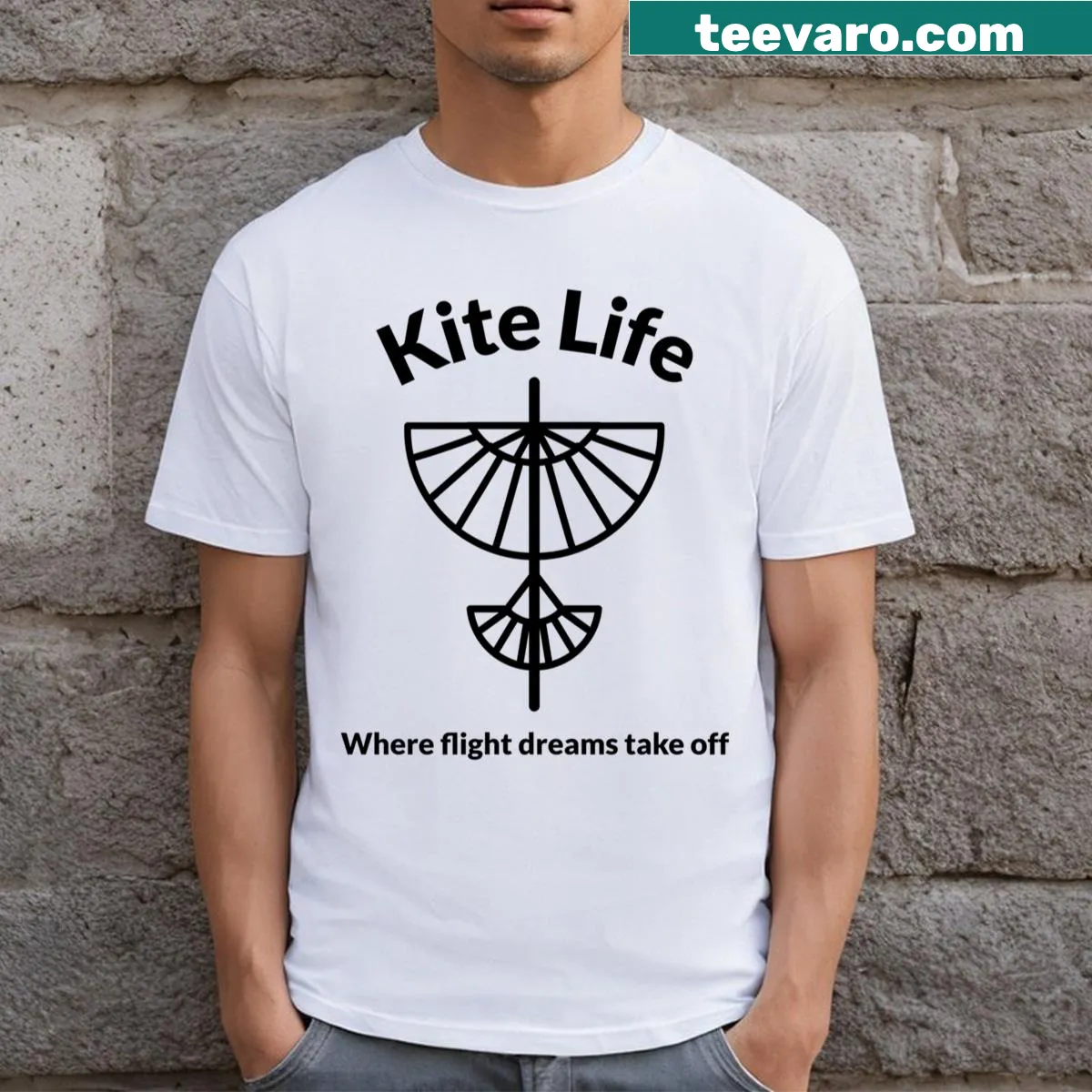 Inspirational slogan about kite flying on a T-shirt. — on a men's t-shirt