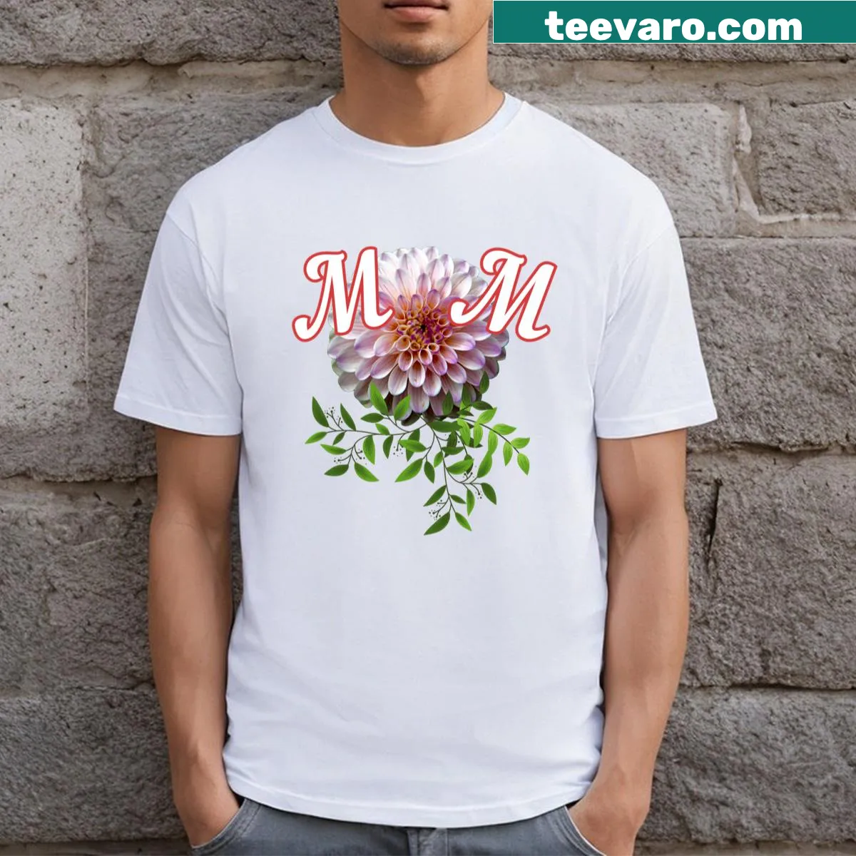 Wildflower design T-shirt with 3D illustration for moms — on a men's t-shirt