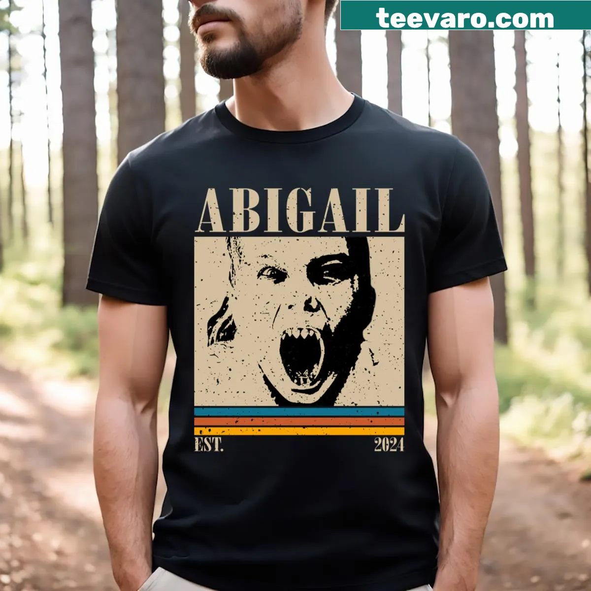 Vintage horror movie tee with iconic elements from classic films — on a men's t-shirt