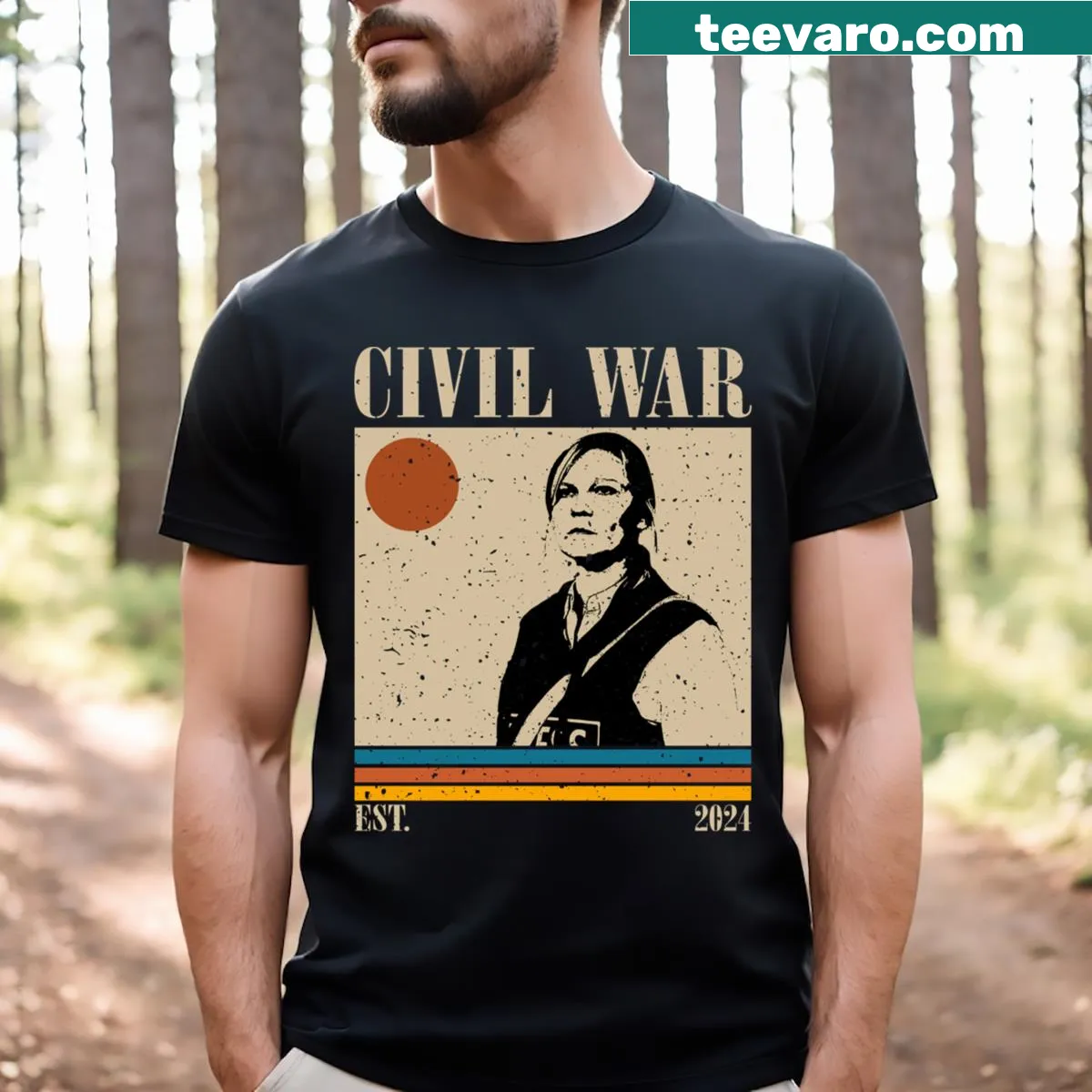 Vintage Civil War movie tee with symbolic imagery — on a men's t-shirt