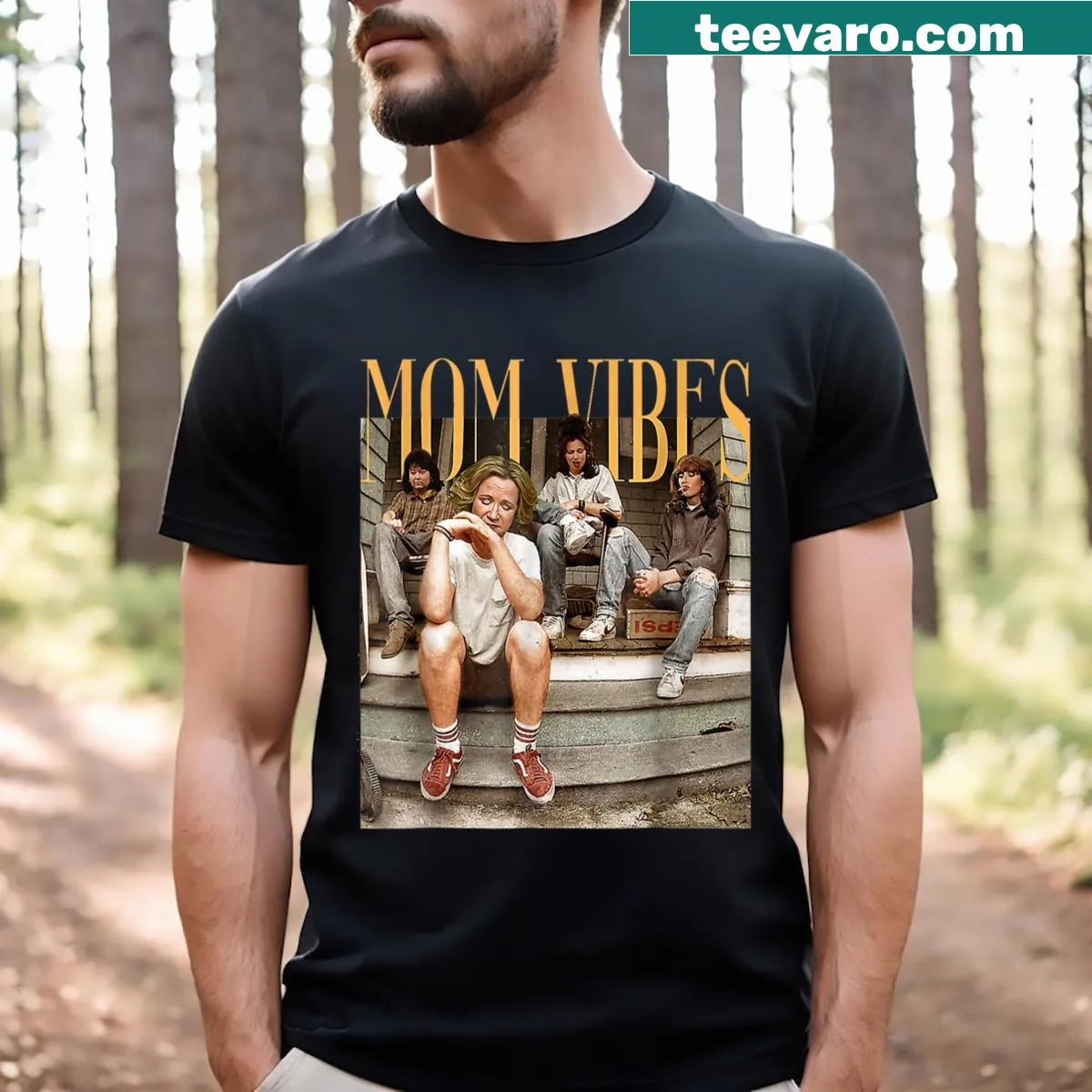 Vintage distressed t-shirt with 'Mom Thug Life' text for mothers — on a men's t-shirt