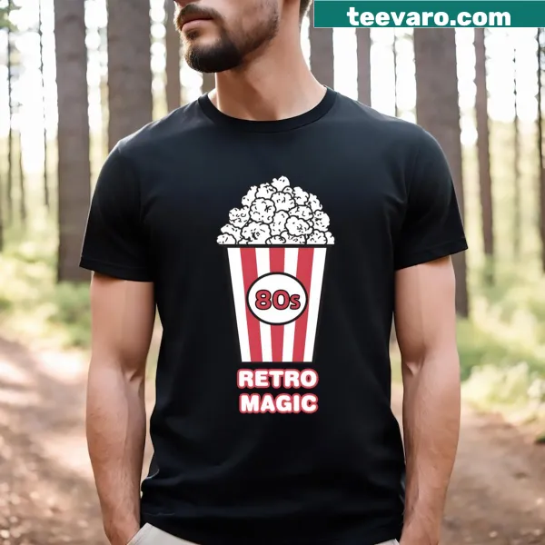 Retro popcorn themed T-shirt with nostalgic graphic