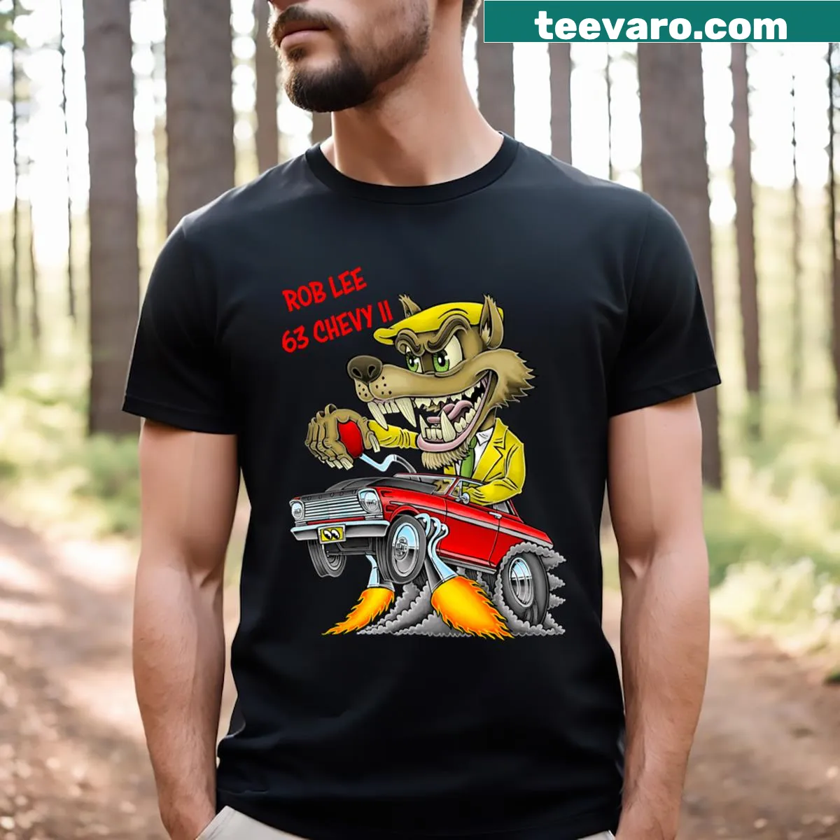 Vintage-style Rob Lee 67 Chevy t-shirt — on a men's t-shirt