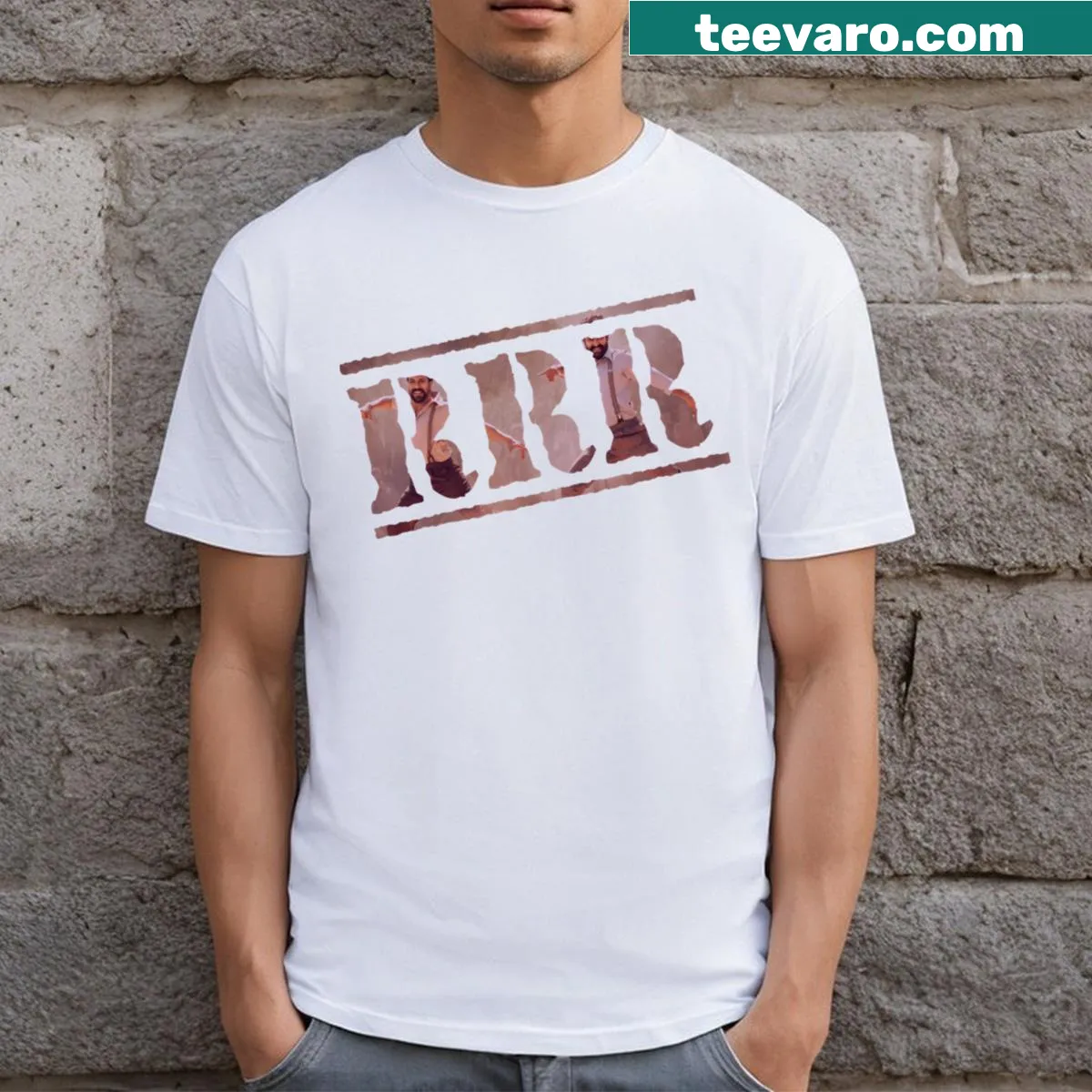 T-shirt featuring a tribute to 'Naatu Naatu' from Tollywood's Ram Charan and Bheem. — on a men's t-shirt