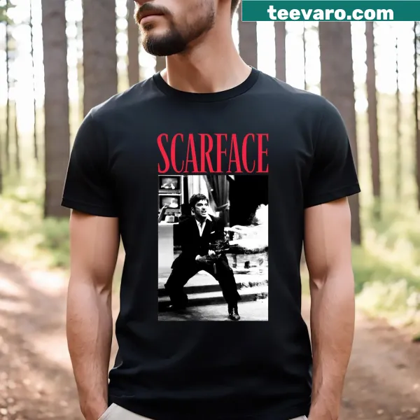 Vintage-style Scarface movie tee featuring iconic character imagery