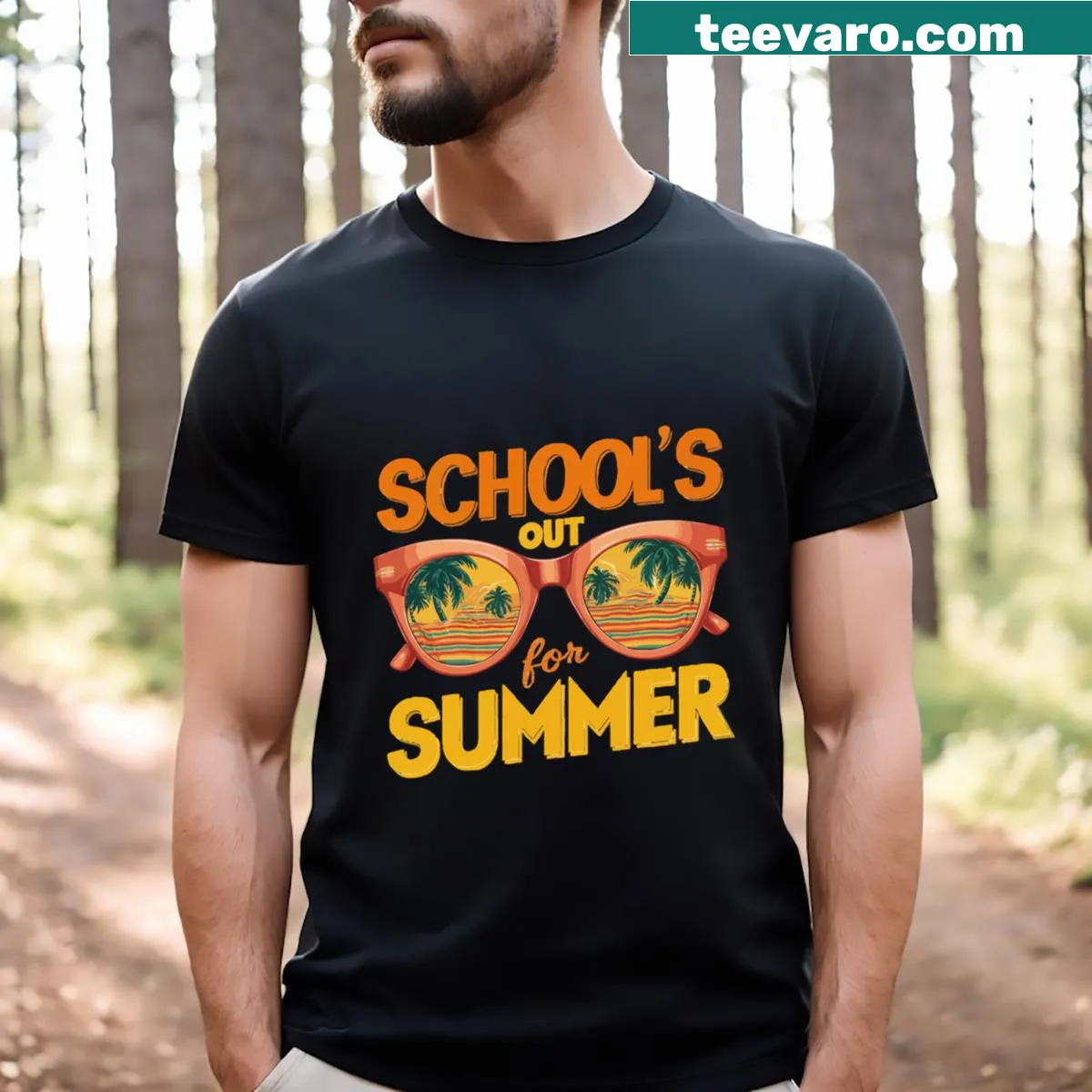 T-shirt celebrating the last day of school with fun graphics. — on a men's t-shirt