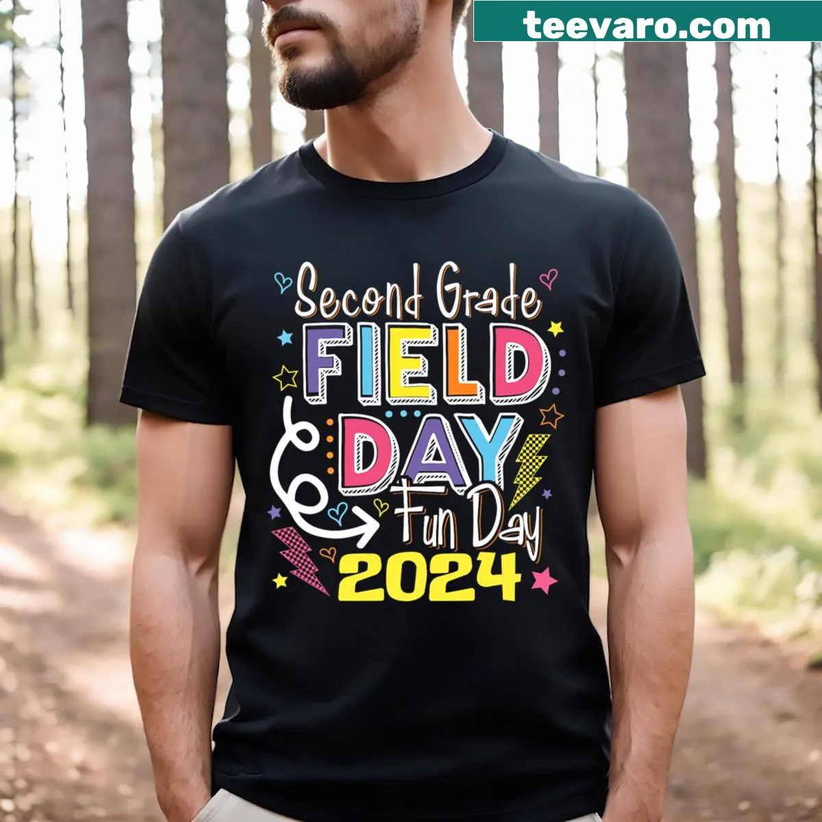 T-shirt for teachers celebrating Second Grade Field Day 2024 — on a men's t-shirt