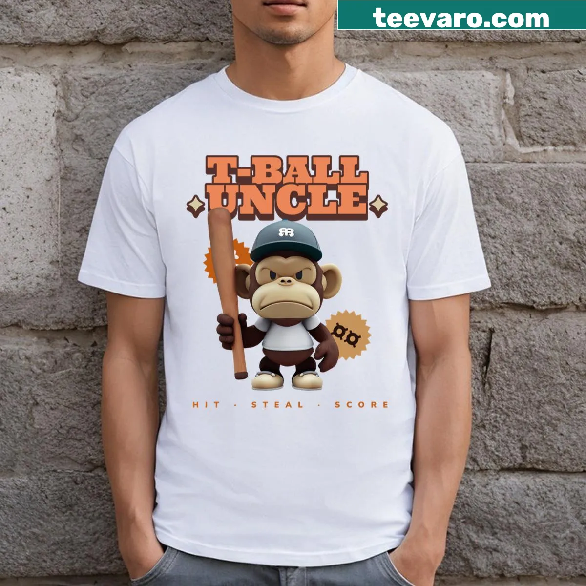 Typography T-ball Uncle T-shirt celebrating family roles — on a men's t-shirt