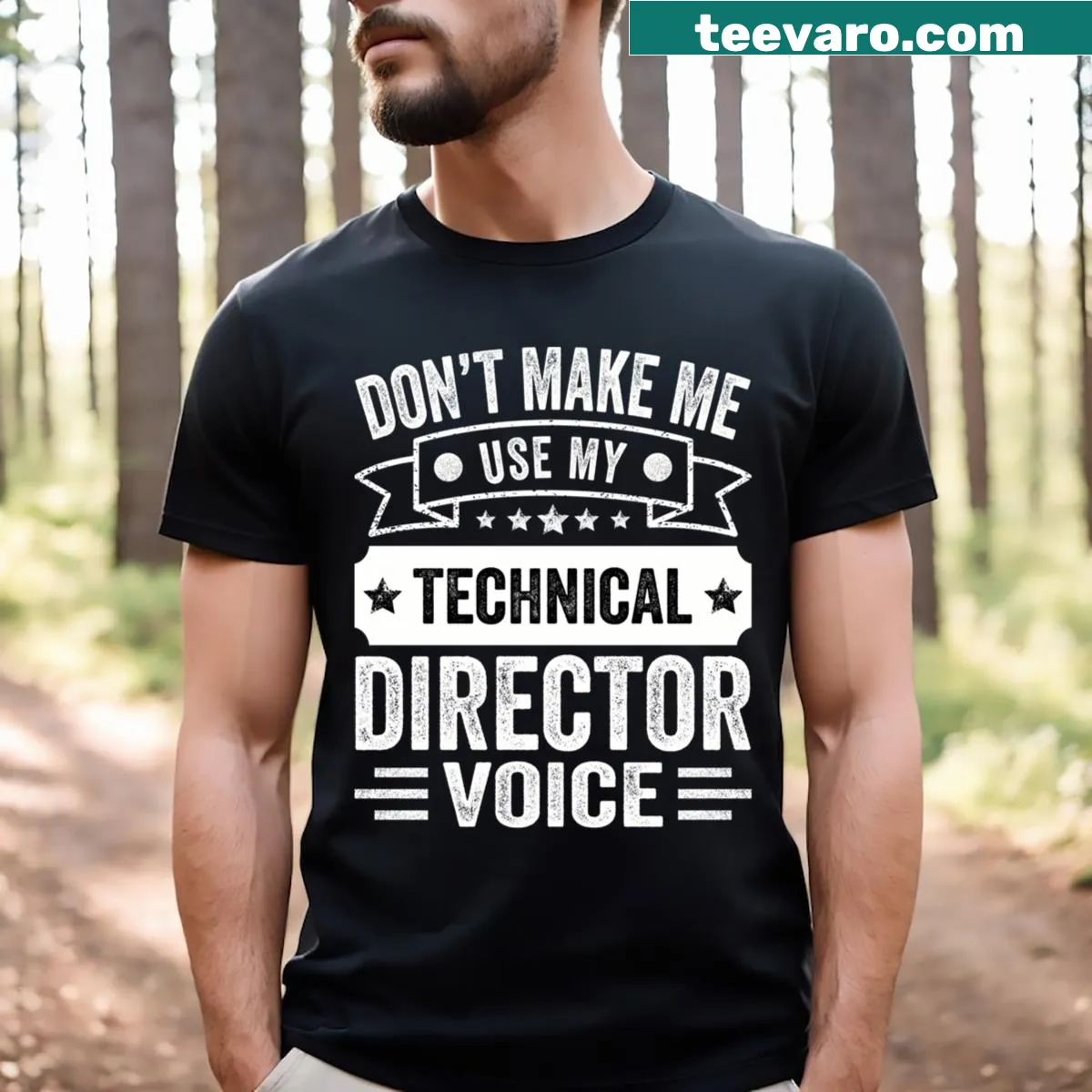 Funny technical director t-shirt with humorous text about the profession — on a men's t-shirt