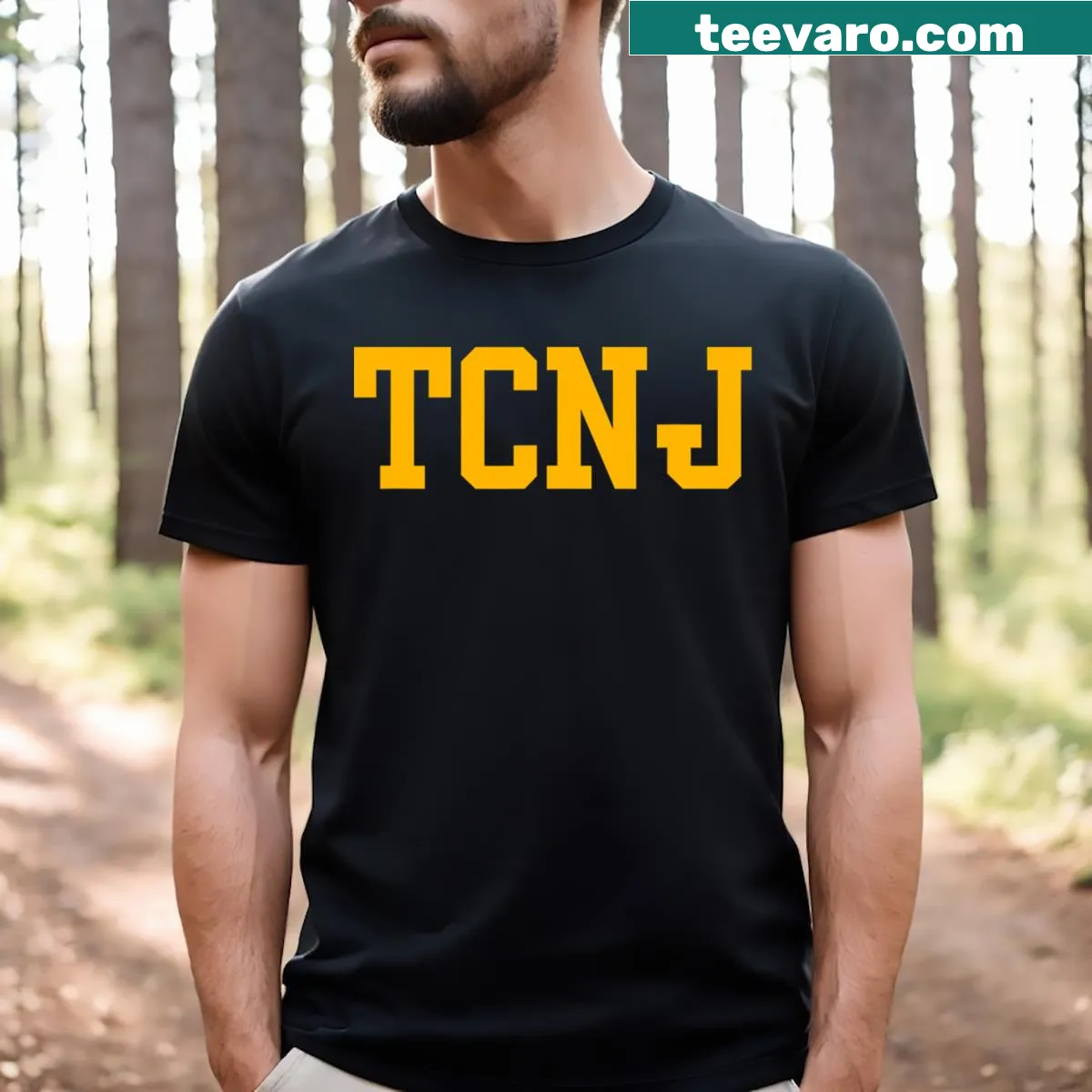 T-shirt with The College Of New Jersey TCNJ logo — on a men's t-shirt