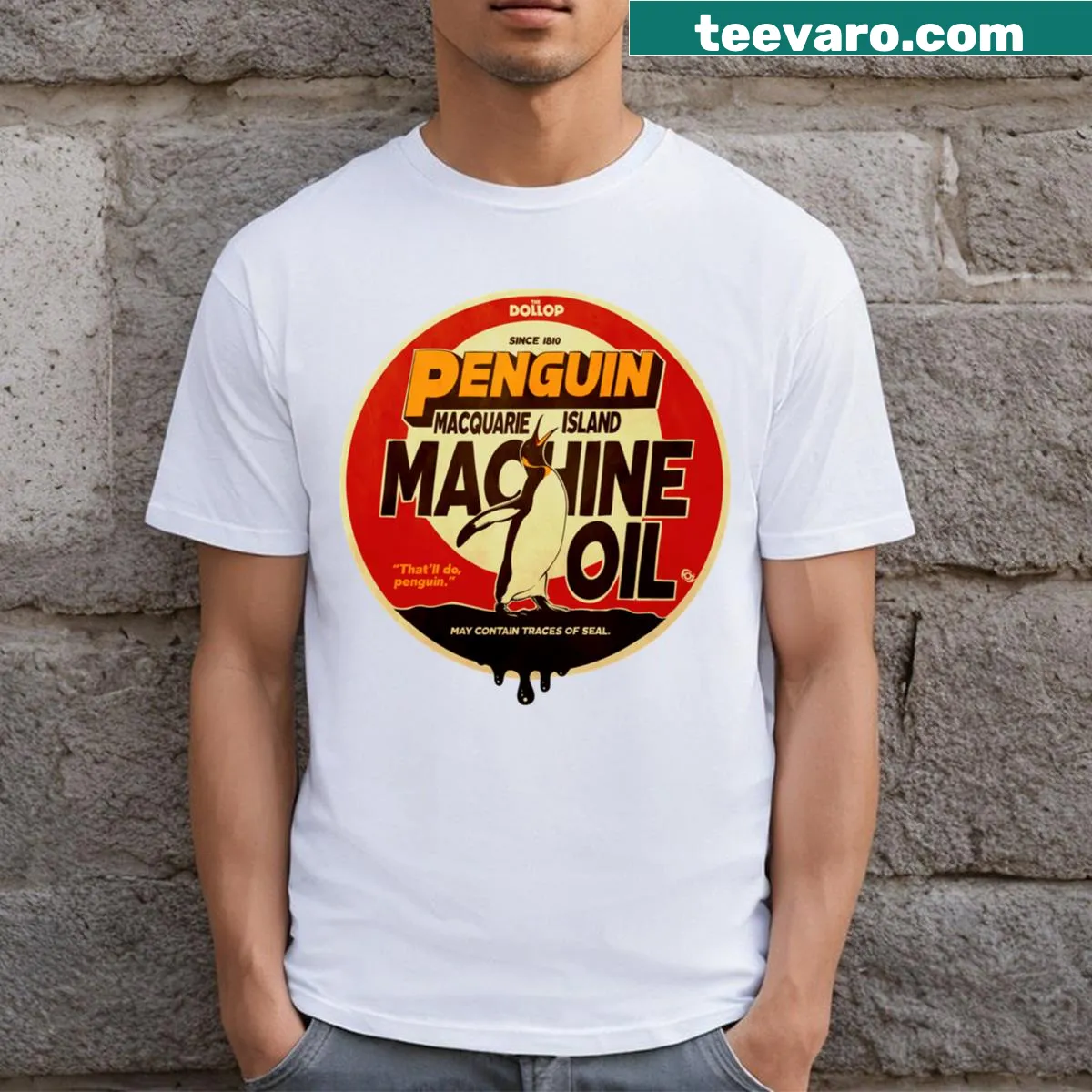 Whimsical penguin illustration on a fun t-shirt — on a men's t-shirt