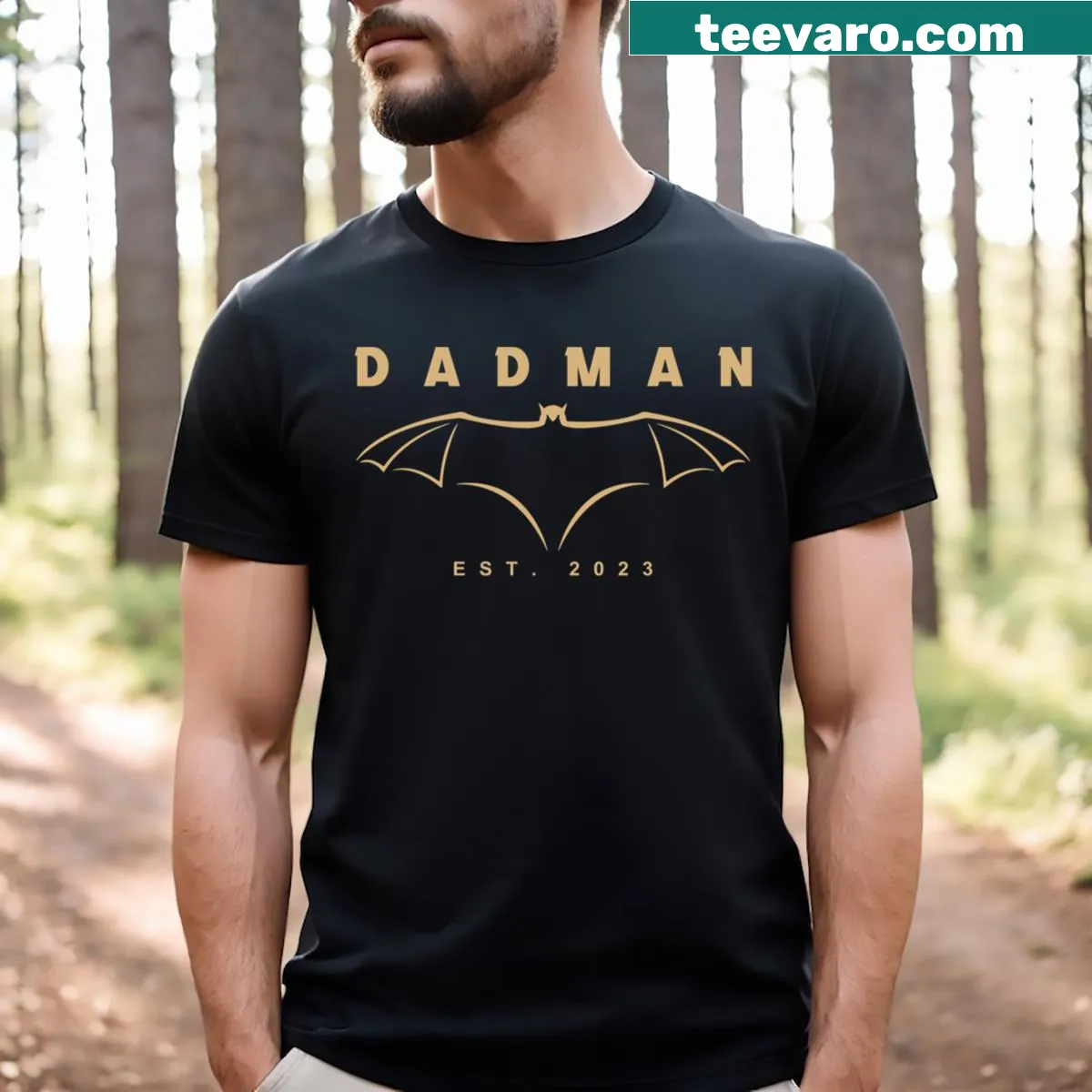 Fun typography celebrating dads as superheroes on a t-shirt — on a men's t-shirt