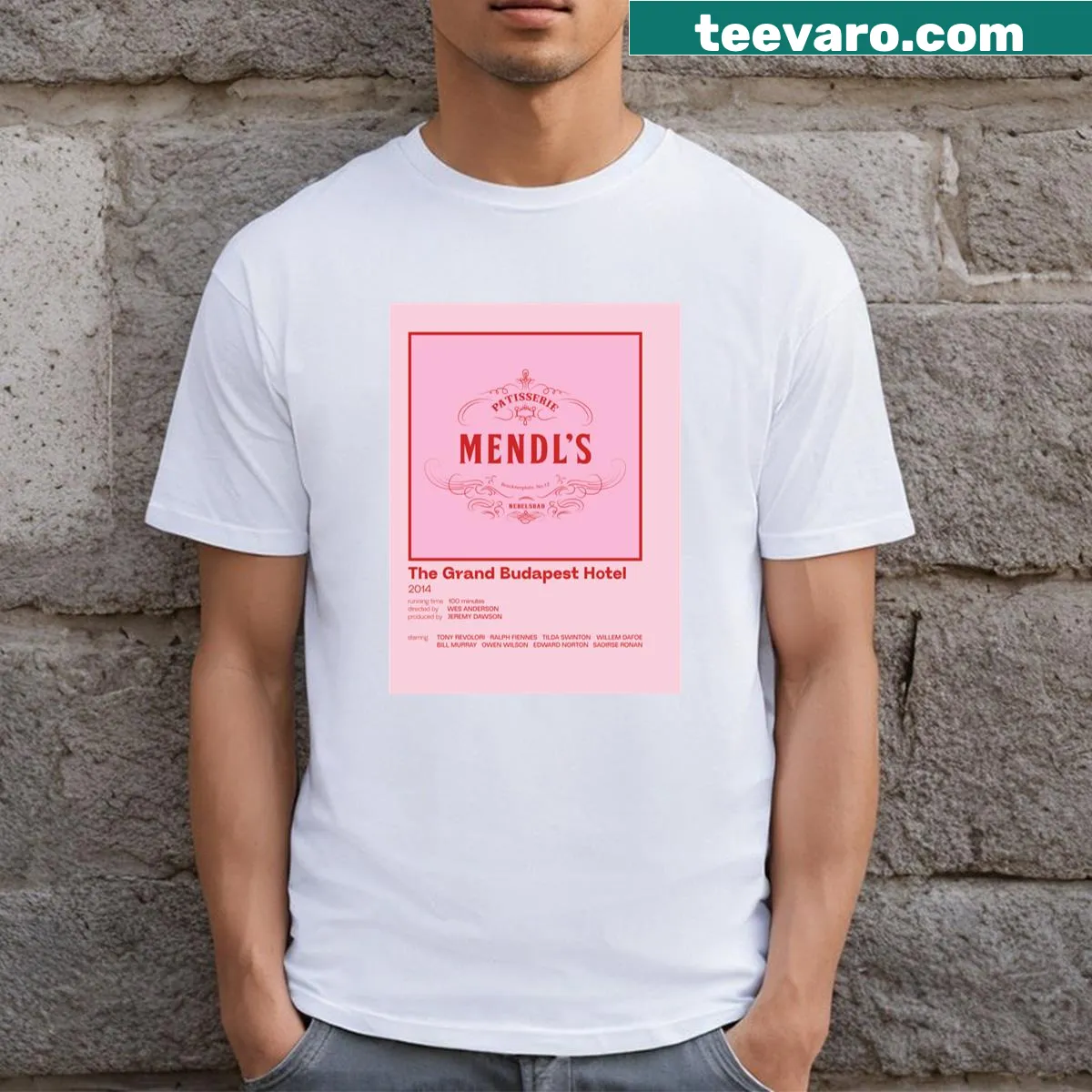 Graphic inspired by The Grand Budapest Hotel movie poster on a t-shirt — on a men's t-shirt