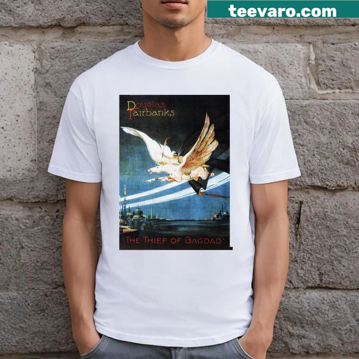 Vintage movie poster design featuring The Thief Of Bagdad — on a men's t-shirt