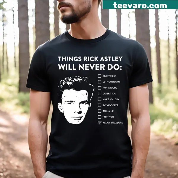 Witty design featuring phrases related to Rick Astley.