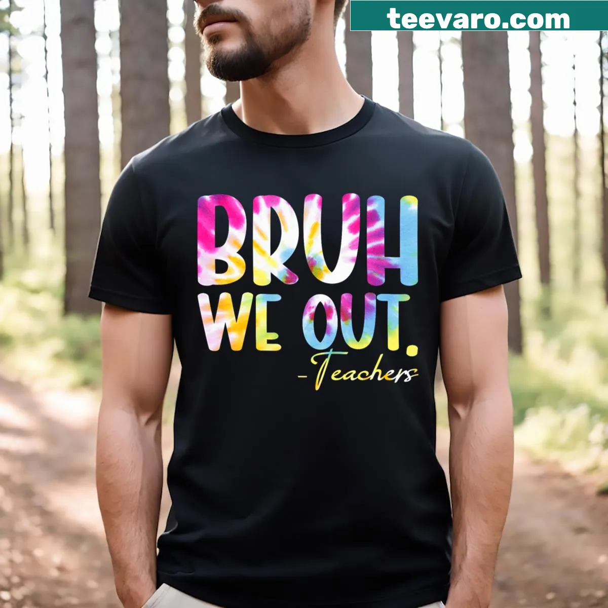 Fun teacher T-shirt with 'Bruh We Out' phrase — on a men's t-shirt
