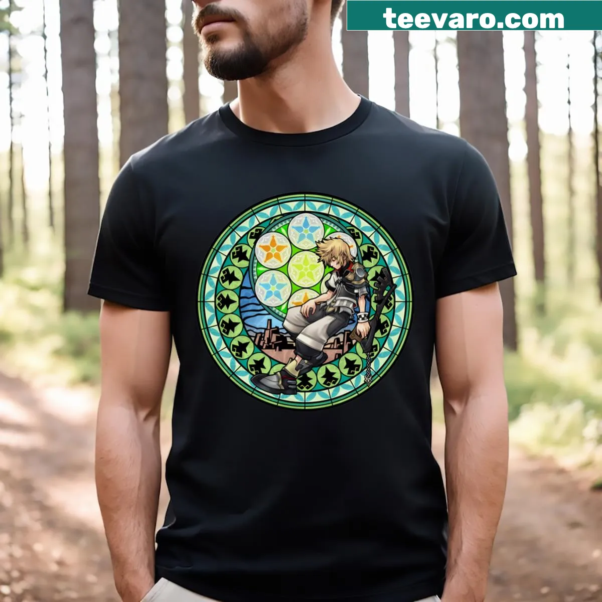 Illustrated design of Ventus Station representing awakening — on a men's t-shirt