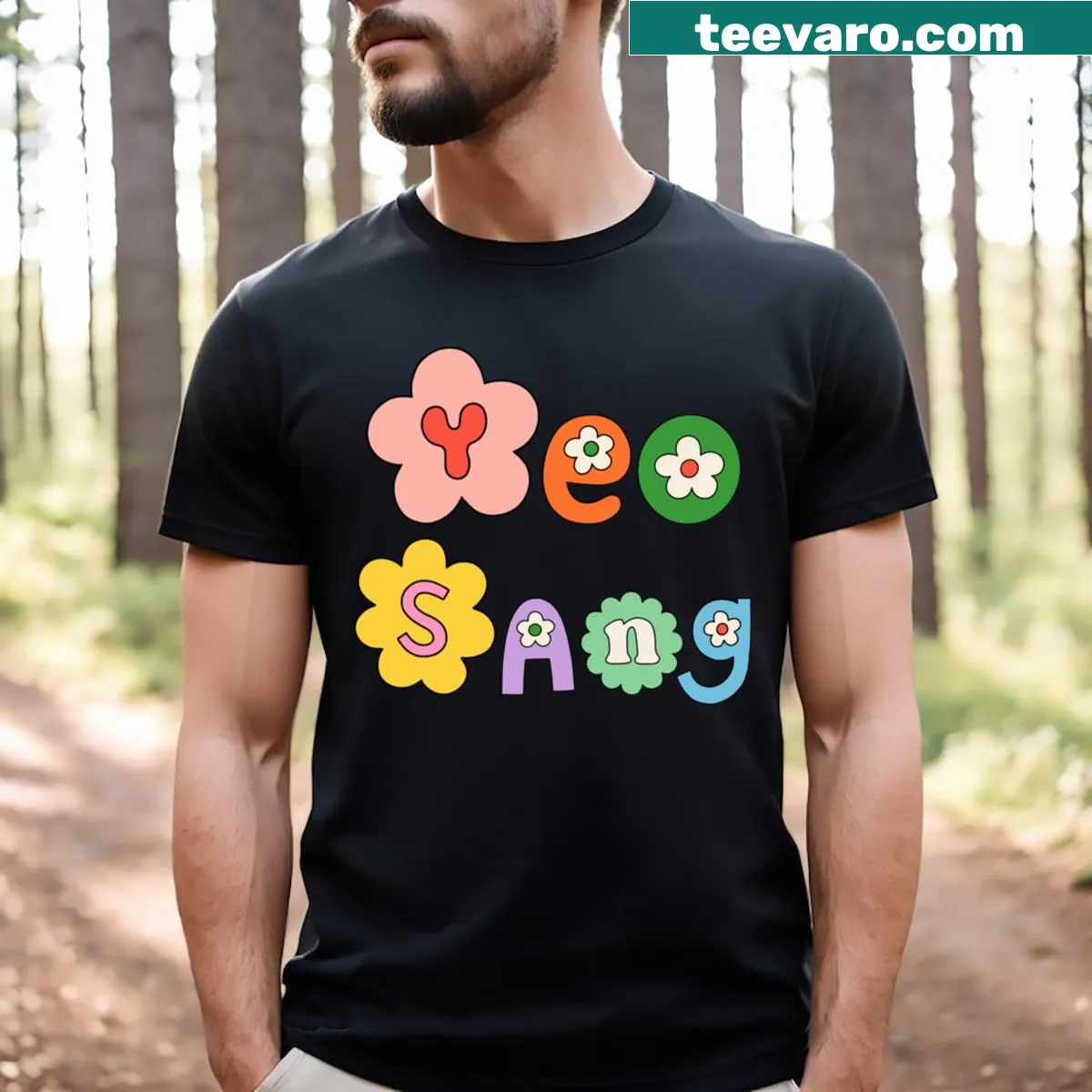 Cartoon design featuring Yeosang from Ateez — on a men's t-shirt