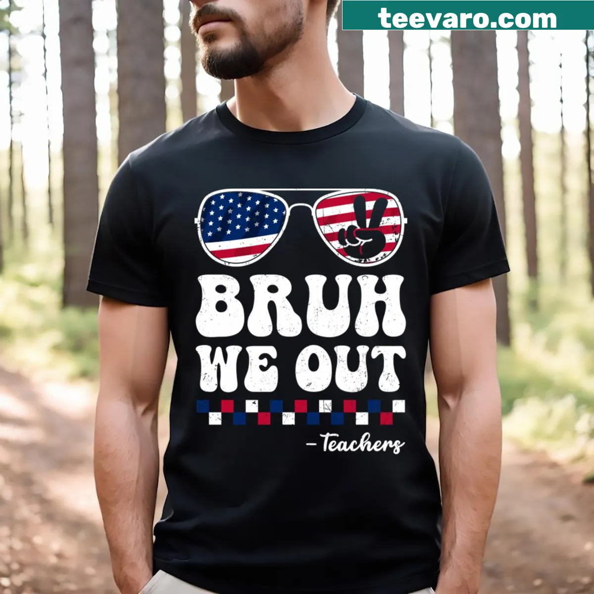 Funny vintage-style 4th of July T-shirt with American flag — on a men's t-shirt