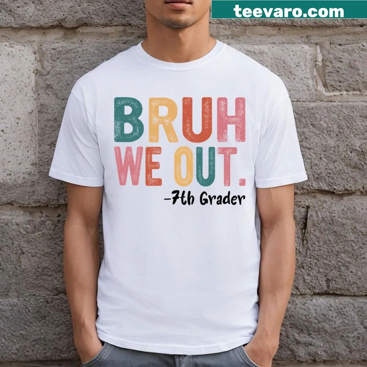 Playful last day of school T-shirt for teachers and 7th graders — on a men's t-shirt