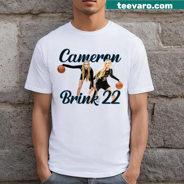 Illustrated T-shirt of Cameron Brink in action with the ball.