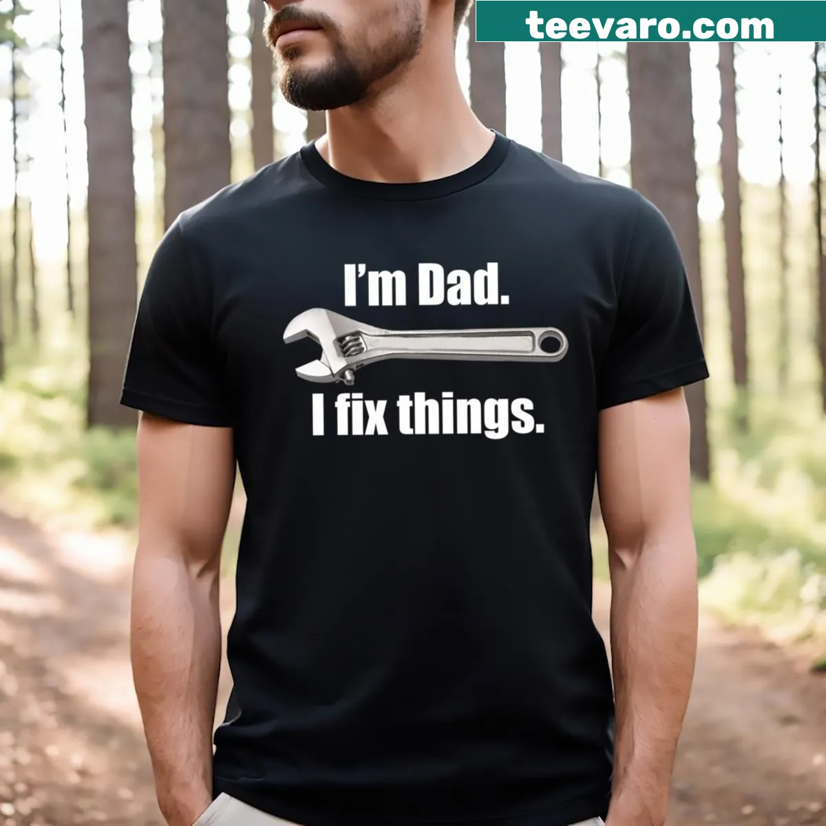 Handyman themed Dad T-shirt with playful typography — on a men's t-shirt