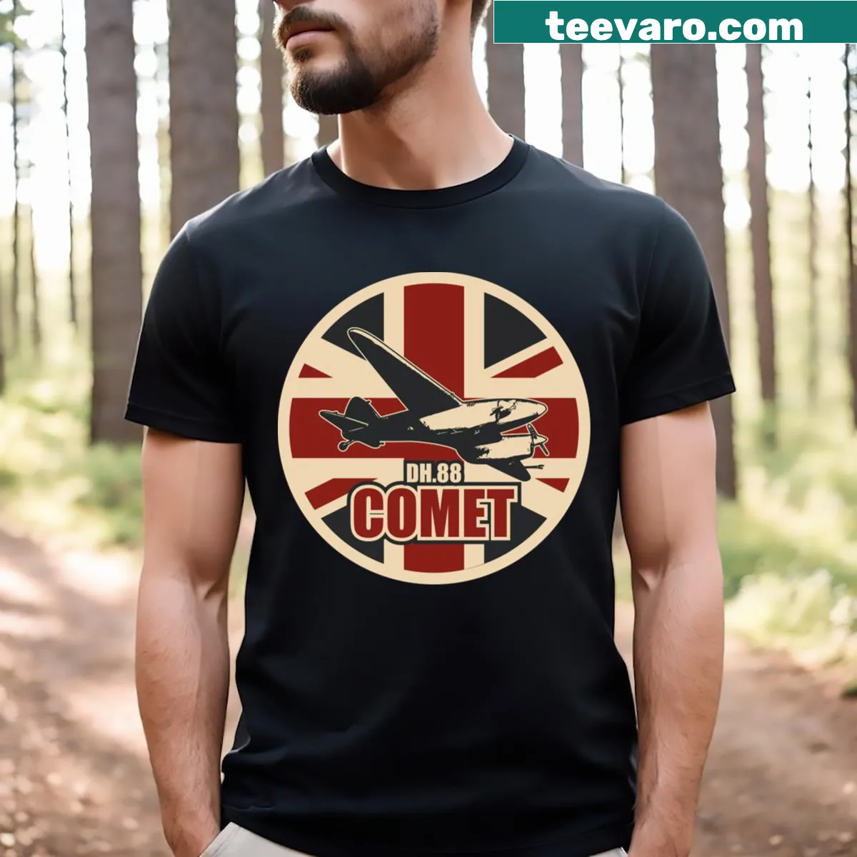 Illustration of the De Havilland Dh88 Comet aircraft T-shirt — on a men's t-shirt