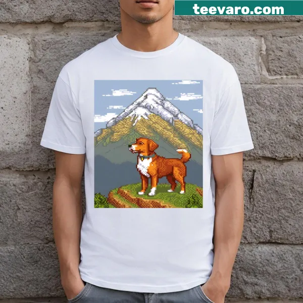 Pixel art design featuring adorable cartoon dogs.