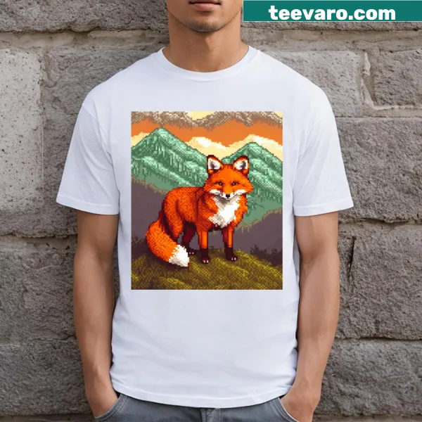 Pixel art fox t-shirt designed for animal lovers